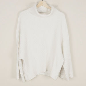 Anthropologie Moth Ribbed Knit Turtleneck Ivory Pullover Tunic Sweater Womens L